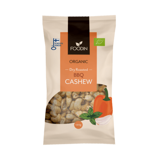 Foodin Dry Roasted BBQ Cashew - Paahdetut BBQ cashewpähkinät 120 g