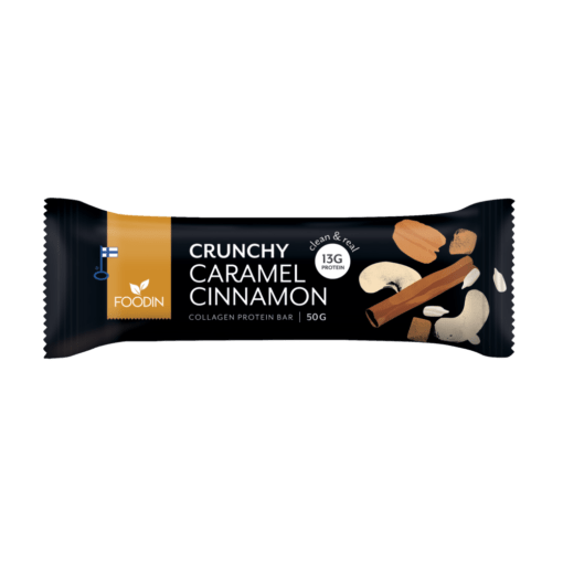 Foodin Crunchy Collagen Protein Bar Caramel Cinnamon - Kollageeniproteiinipatukka