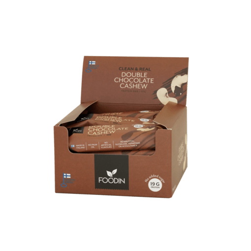 Foodin Clean & Real Double Chocolate Cashew - Proteiinipatukka tukkupakkaus 12 x 55 g - Sinunapteekki.fi