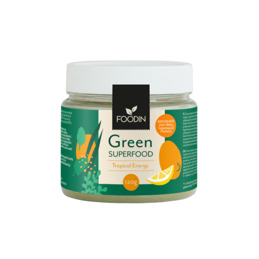 Foodin Green Superfood Tropical Energy - Viherjauhesekoitus 120 g - Huom. Päiväys 09/2024