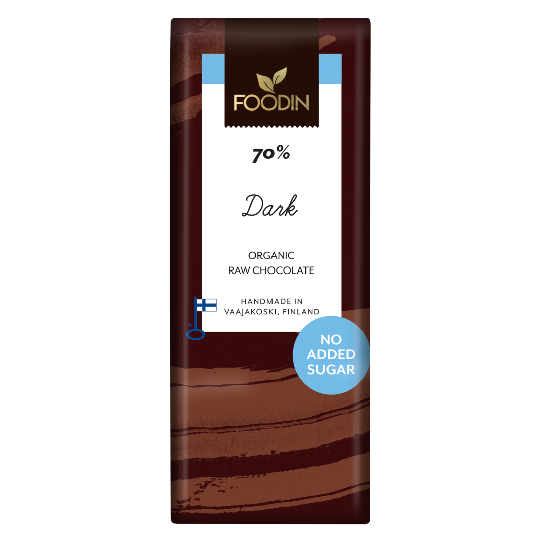 Foodin Sokeroimaton Dark Raakasuklaa 70% - Sinunapteekki.fi