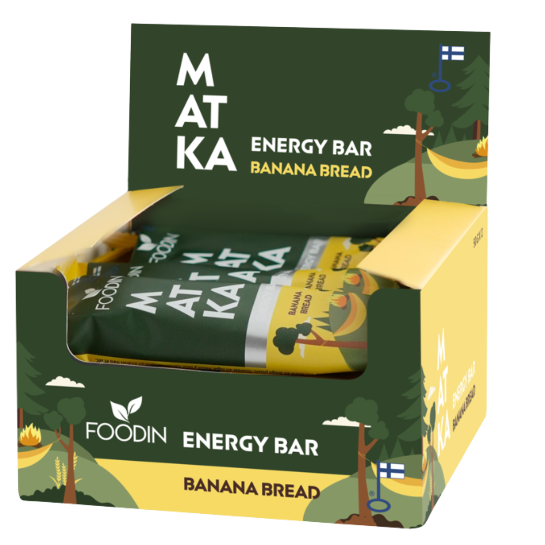 Foodin MATKA Energy Bar Banana Bread - Energiapatukka Banaanileipä 12 x 50 g TUKKUPAKKAUS