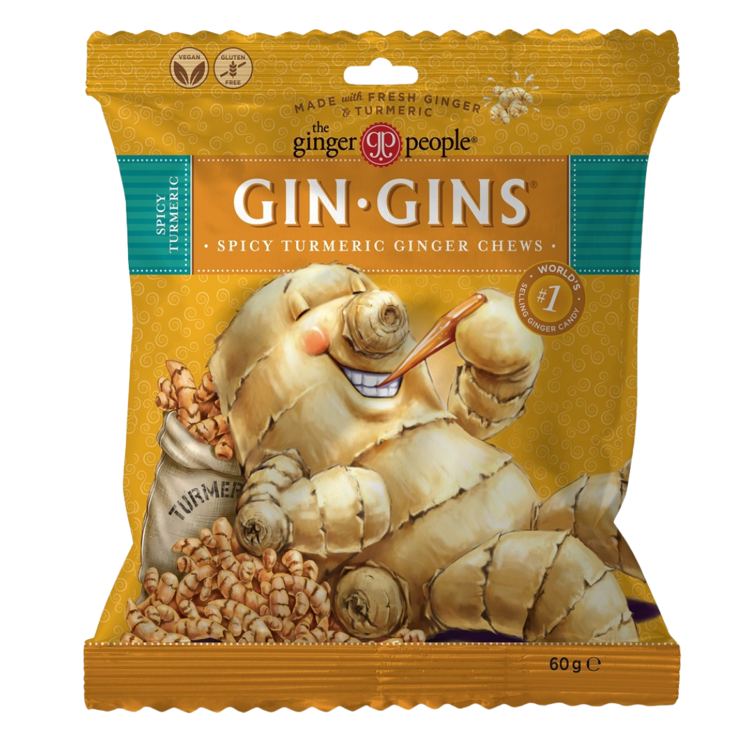 Gin Gins Turmeric Ginger - Pehmeä Inkivääri & Kurkumakaramelli 60 g