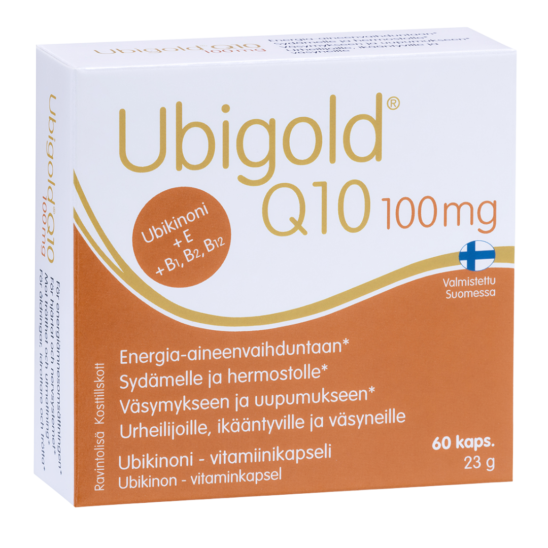 Ubigold Q10 100 mg - Ubikinoni-vitamiinikapseli 60 kaps. - Sinunapteekki.fi