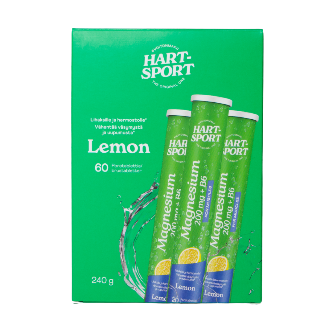 Hart-Sport Magnesium + B6 Sitruuna - 3 x 20 poretabl. TUKKUPAKKAUS - Sinunapteekki.fi