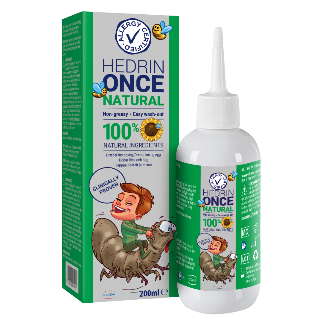 Hedrin Once Natural 200 ml luonnollinen ja tehokas täihoito päätäit sinunapteekki.fi