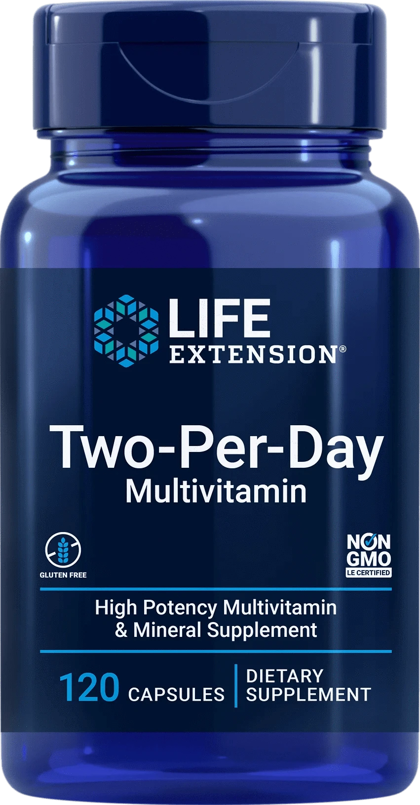 Life Extension Two-Per-Day Multivitamin 120 kaps. Huomio. B6-vitamiinin vahvuus 75 mg - erä - Sinunapteekki.fi