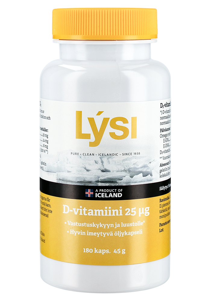 Lysi D-Vitamiini 25 µg 180 kaps. - Päiväys 10/2024