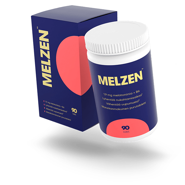 Melzen Melatoniini Mansikanmakuinen 1,9 mg + B6 90 tabl.