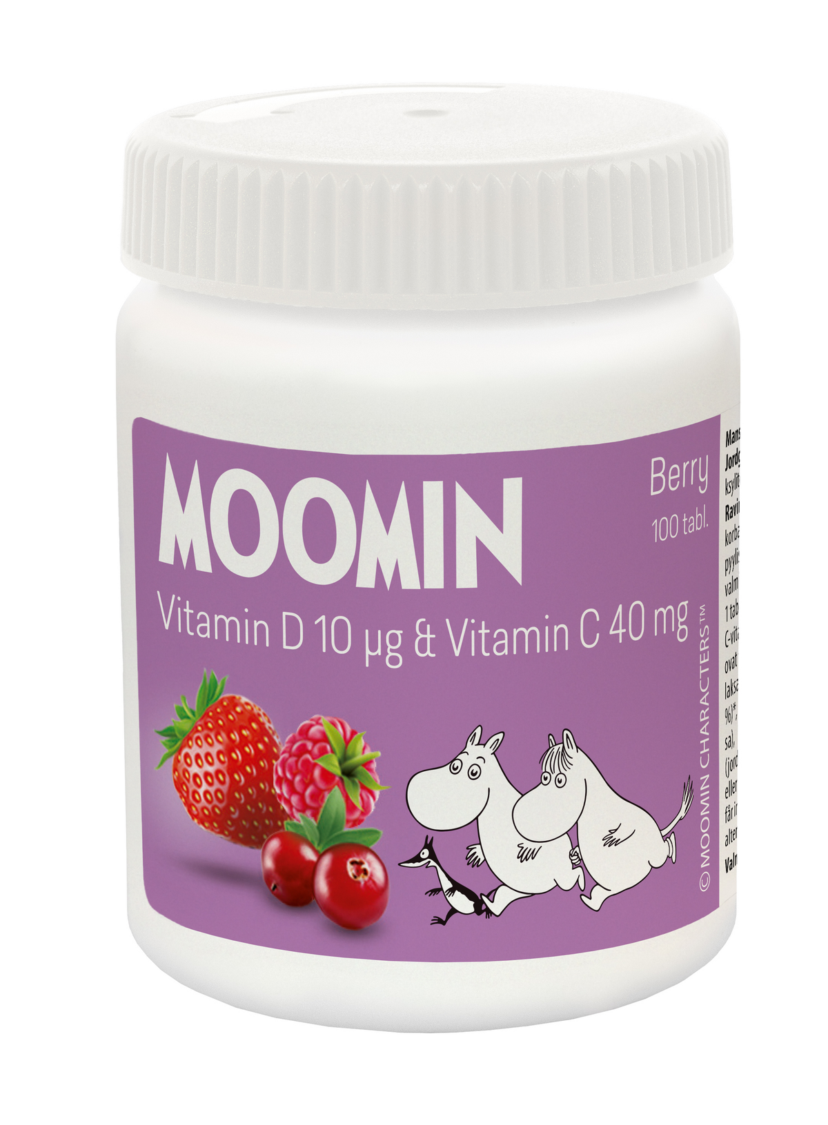 Moomin Vitamin D 10 µg & Vitamin C 40 mg Berry - D & C-Vitamiinit Purutabletti 100 tabl.