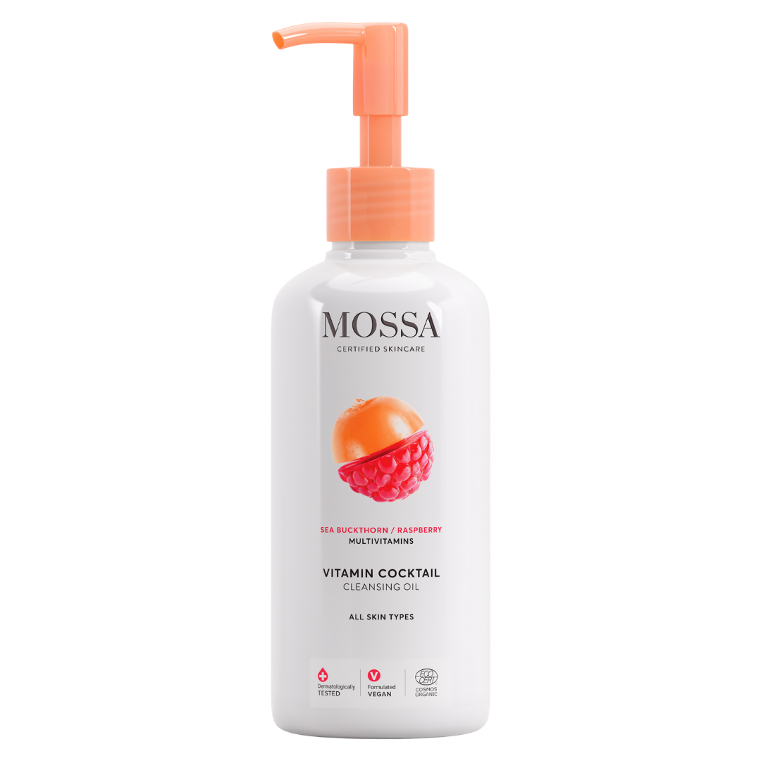 Ravitseva Mossa Vitamin Cocktail Cleansing Oil - Puhdistusöljy puhdistaa epäpuhtaudet ja vedenkestävän meikin tehokkaasti.