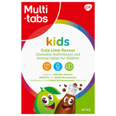Multi-tabs Kids Kola-lime Monivitamiini 90 purutablettia