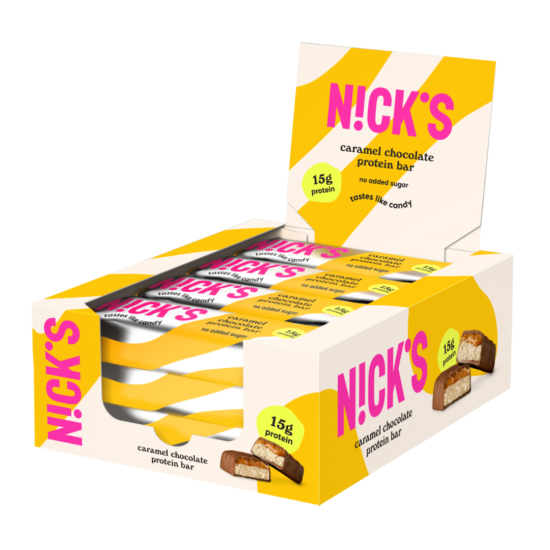 Nick's Protein Bar Caramel Chocolate - Proteiinipatukka 12 x 50 g TUKKUPAKKAUS