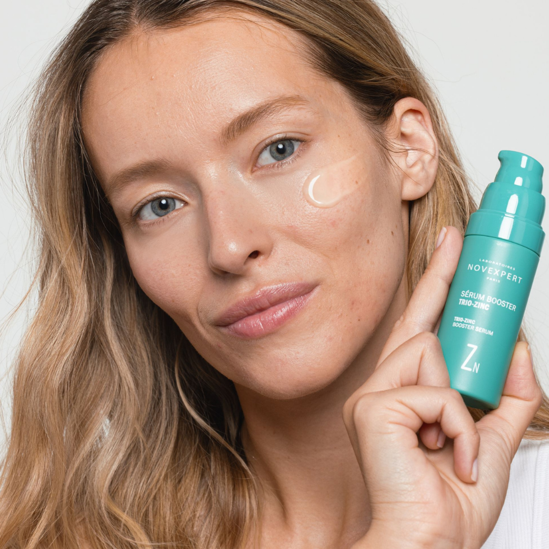 Novexpert Trio-Zinc Booster Seerumi tasoittaa ihon rakennetta ja häivyttää epäpuhtauksia ja arpia