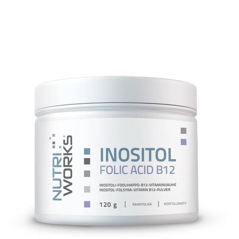 Nutri Works Inositol Folic Acid B12 - Inositoli-foolihappo-B12-vitamiinijauhe 120 g - Sinunapteekki.fi