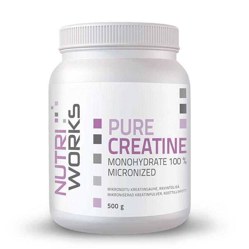 Nutri Works Pure Creatine Monohydrate 100% Micronized - Mikronoitu kreatiinijauhe 500 g - Sinunapteekki.fi