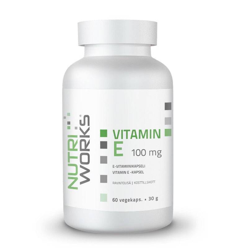 Nutri Works Vitamin E 100 mg - E-vitamiini 60 kaps. - Sinunapteekki.fi