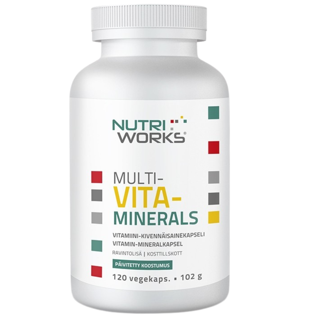 Nutri Works Multivita-Minerals - Monivitamiini-kivennäisainekapseli 120 vegekaps.