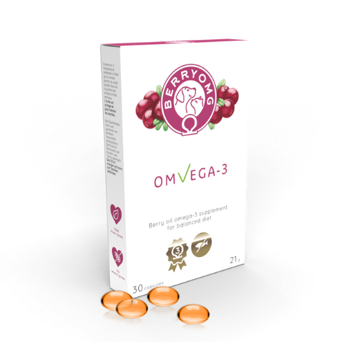BerryOMG OMvEGA -3- Täydennysravinto Koirille ja Kissoille 30 kaps.