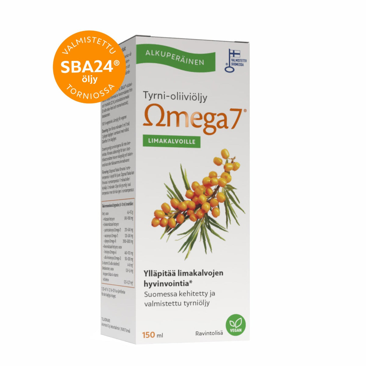 Omega7 SBA24® Tyrni-Oliiviöljy 150 ml