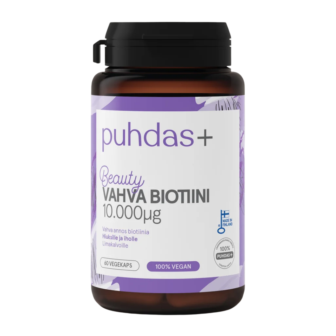 Puhdas+ Beauty Vahva Biotiini 10 000 µg 60 vegekaps.