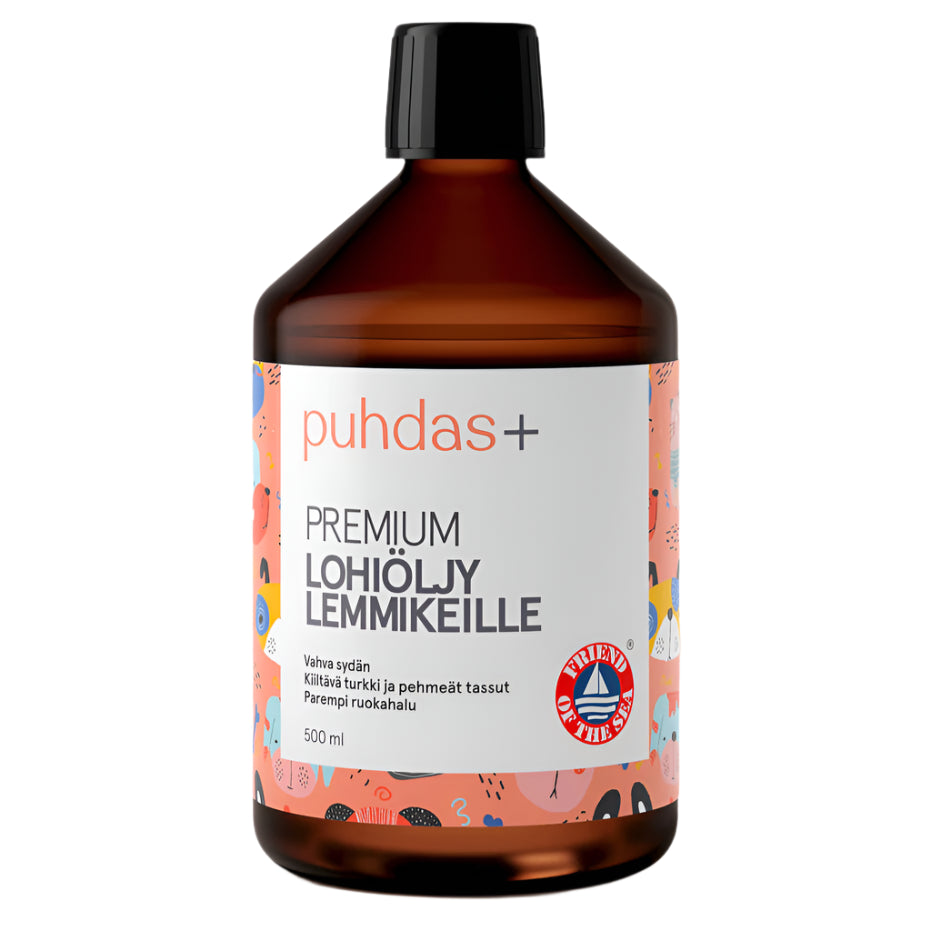 Puhdas+ Premium Lohiöljy Lemmikeille 500 ml