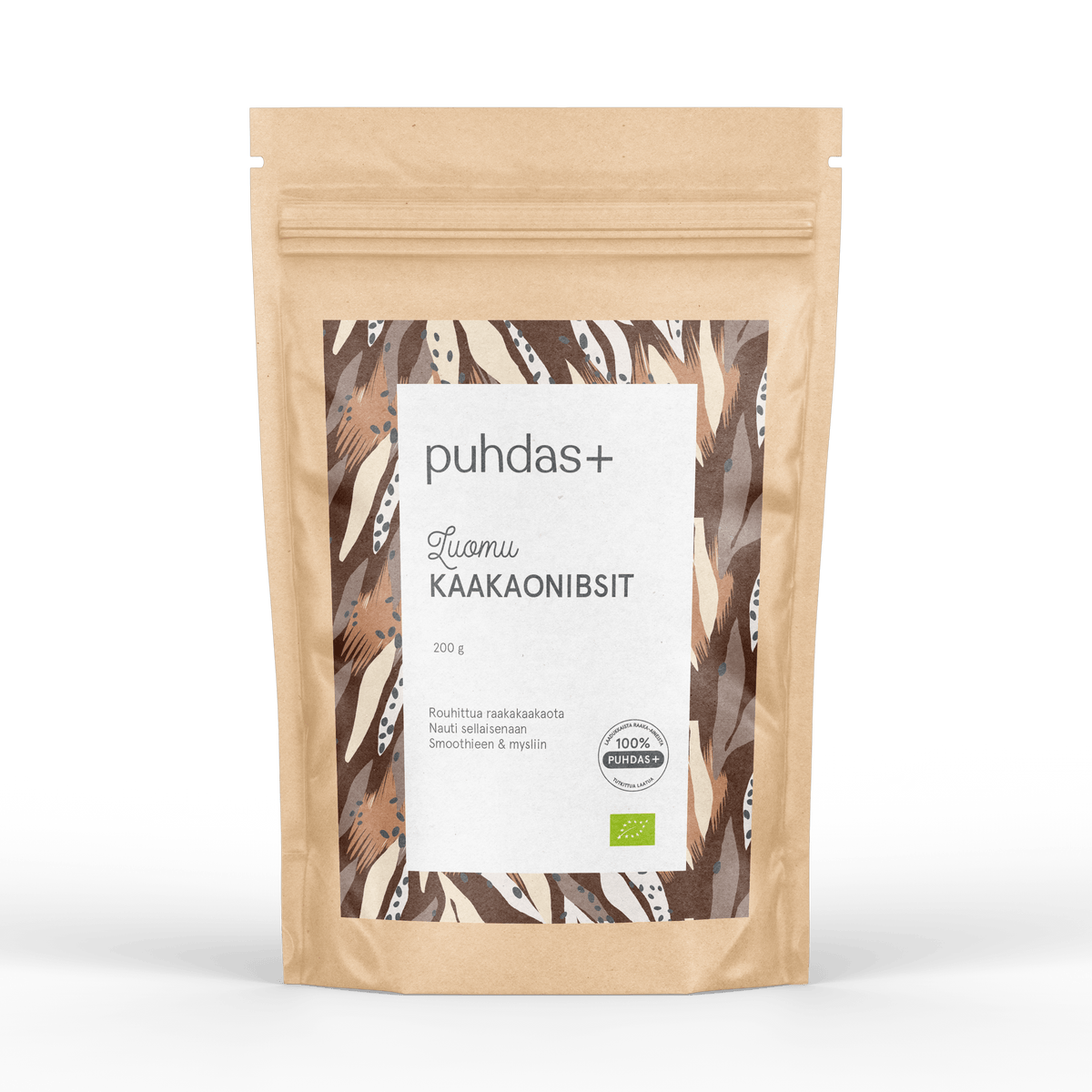 Puhdas+ Luomu Kaakaonibsit 200 g - Päiväys 01/2025 - Sinunapteekki.fi