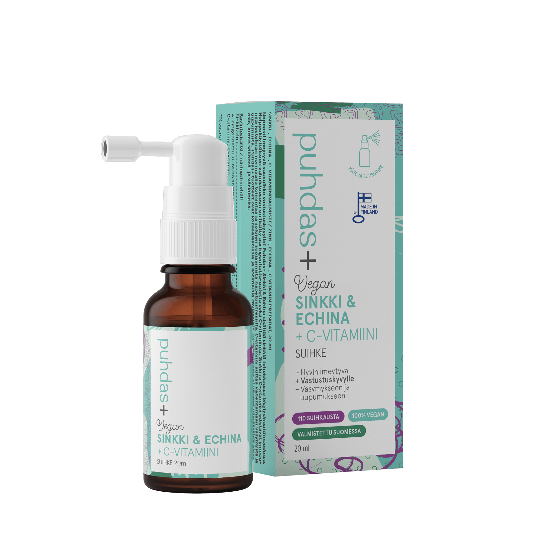 Puhdas+ Sinkki & Echina + C-vitamiini Suihke 20 ml - Sinunapteekki.fi