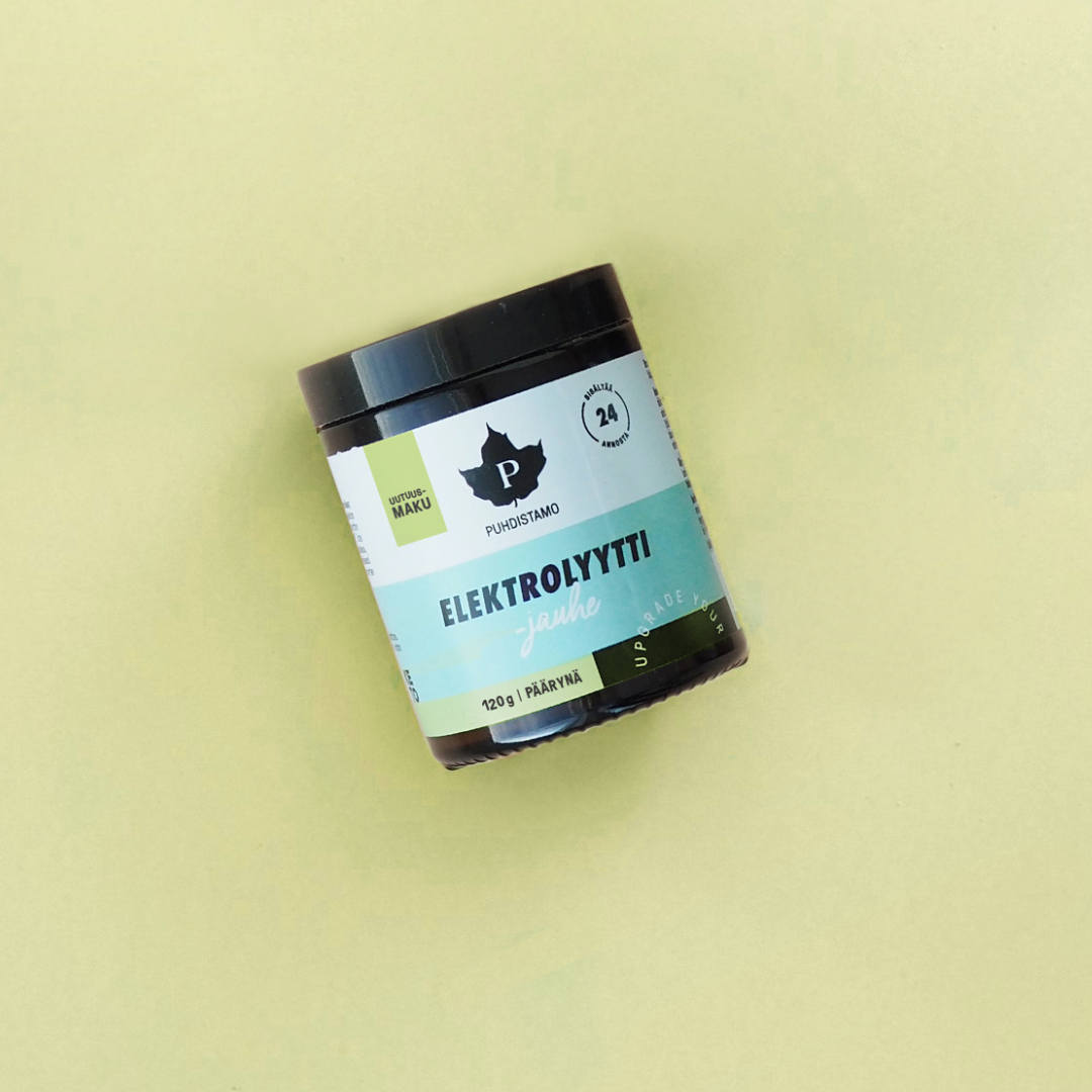 Puhdistamo Elektrolyyttijauhe Päärynä 120 g nesteytys, liikunta, urheilu, nesteyttäjä, elektrolyytit, hikoilu, sinunapteekki.fi