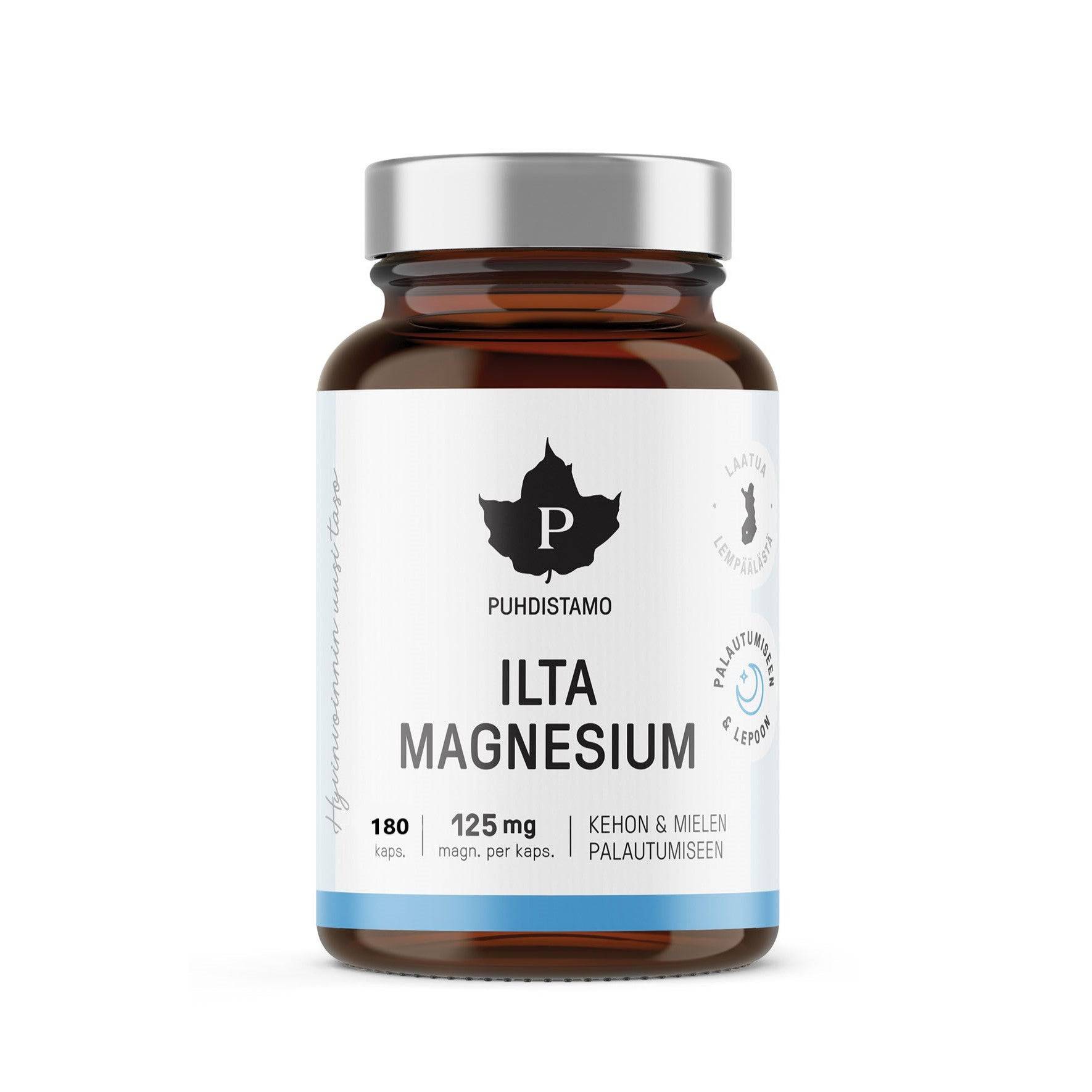 Puhdistamo Ilta Magnesium 125 mg SÄÄSTÖPAKKAUS - 180 kaps. - Sinunapteekki.fi