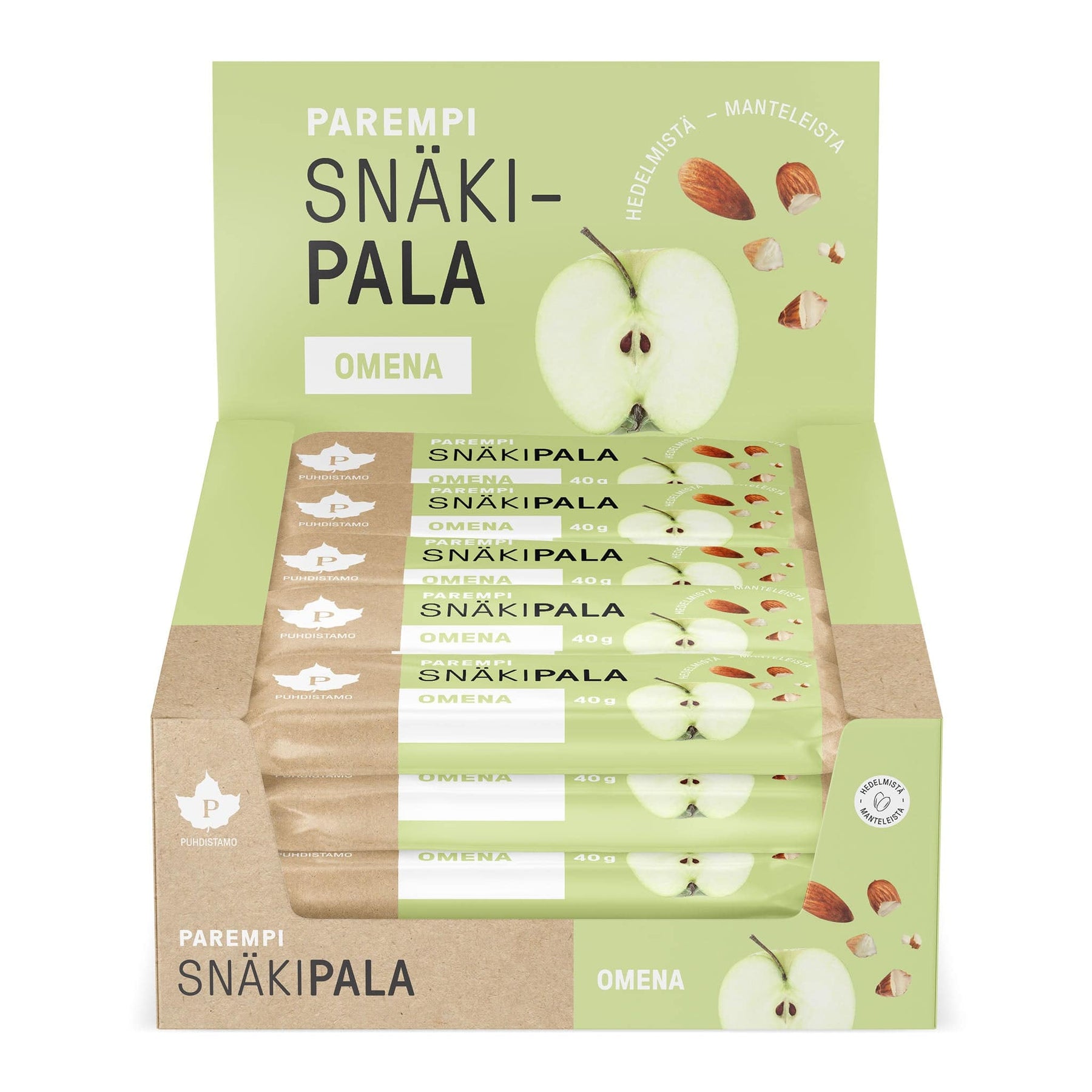 Puhdistamo Snäkipala Omena - Tukkupakkaus Omenataatelipatukka 20x40 g - Päiväys 01/2024