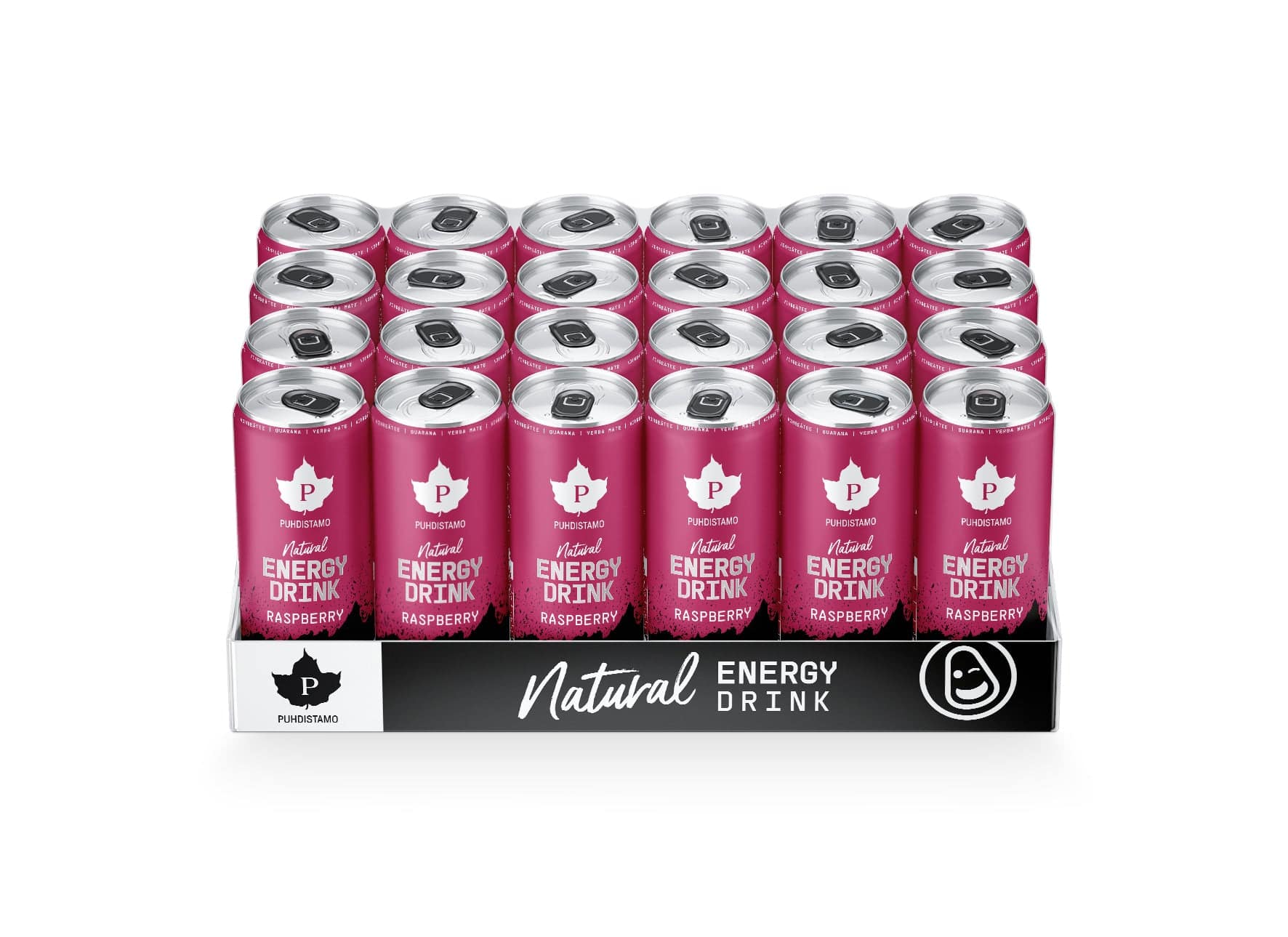 Puhdistamo Natural Energy Drink Rasberry Strong - Energiajuoma 330 ml x 24 kpl TUKKUPAKKAUS