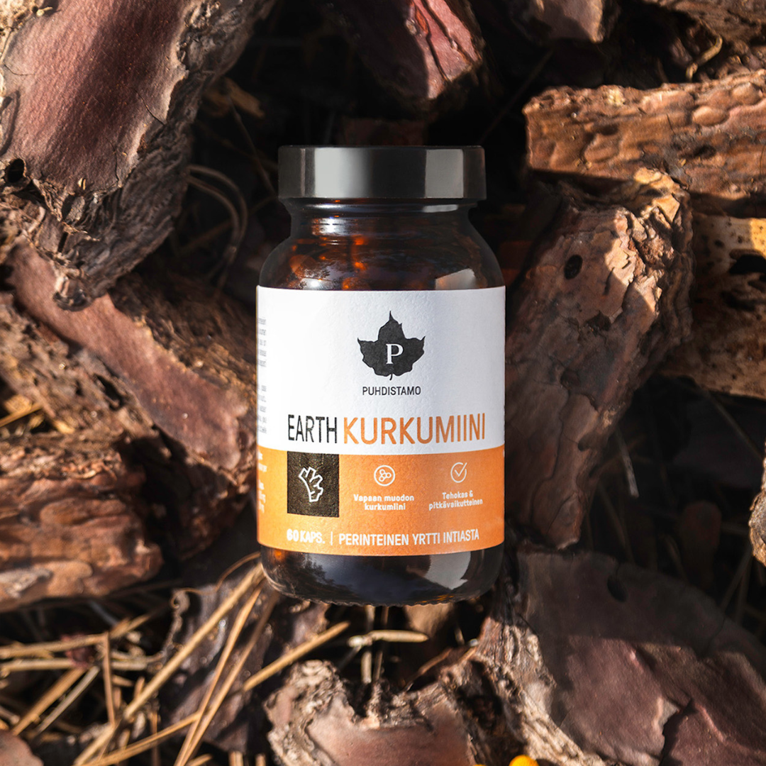 Puhdistamo Earth Kurkumiini 60 kaps. perinteinen yrtti intiasta, kurkuma, sinunapteekki.fi