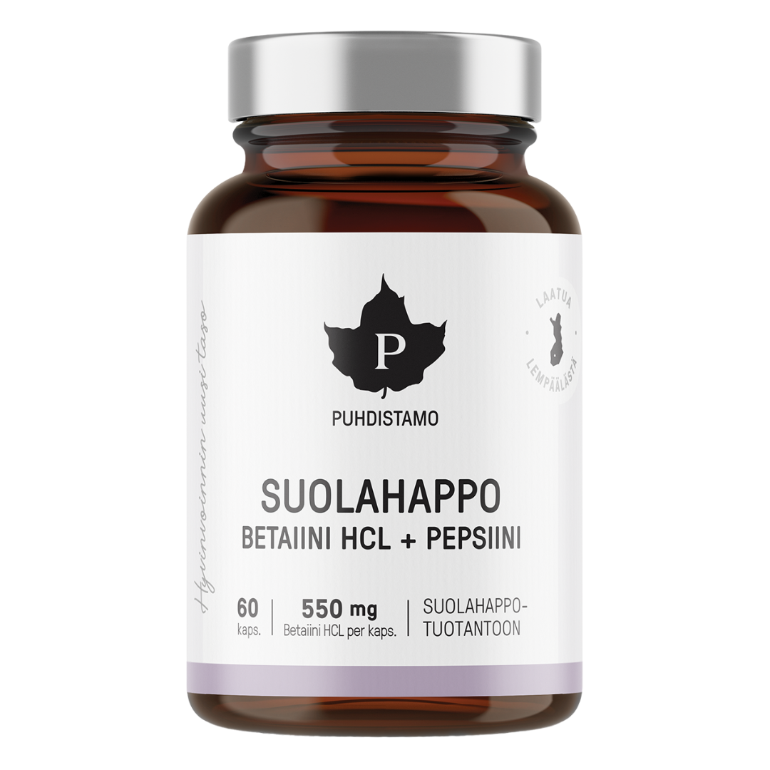 Puhdistamo Suolahappo - Betaiini HCL+pepsiini 60 kaps.