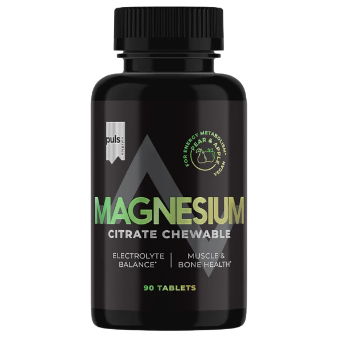 Puls Nutrition Chewable Magnesium Citrate - Pureskeltava Magnesiumsitraatti 90 tabl. - Päärynä & Omena