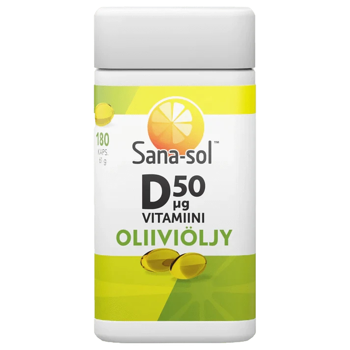 Sana-Sol D-Vitamiini Oliiviöljykapseli 50 μg 180 kaps. - Sinunapteekki.fi