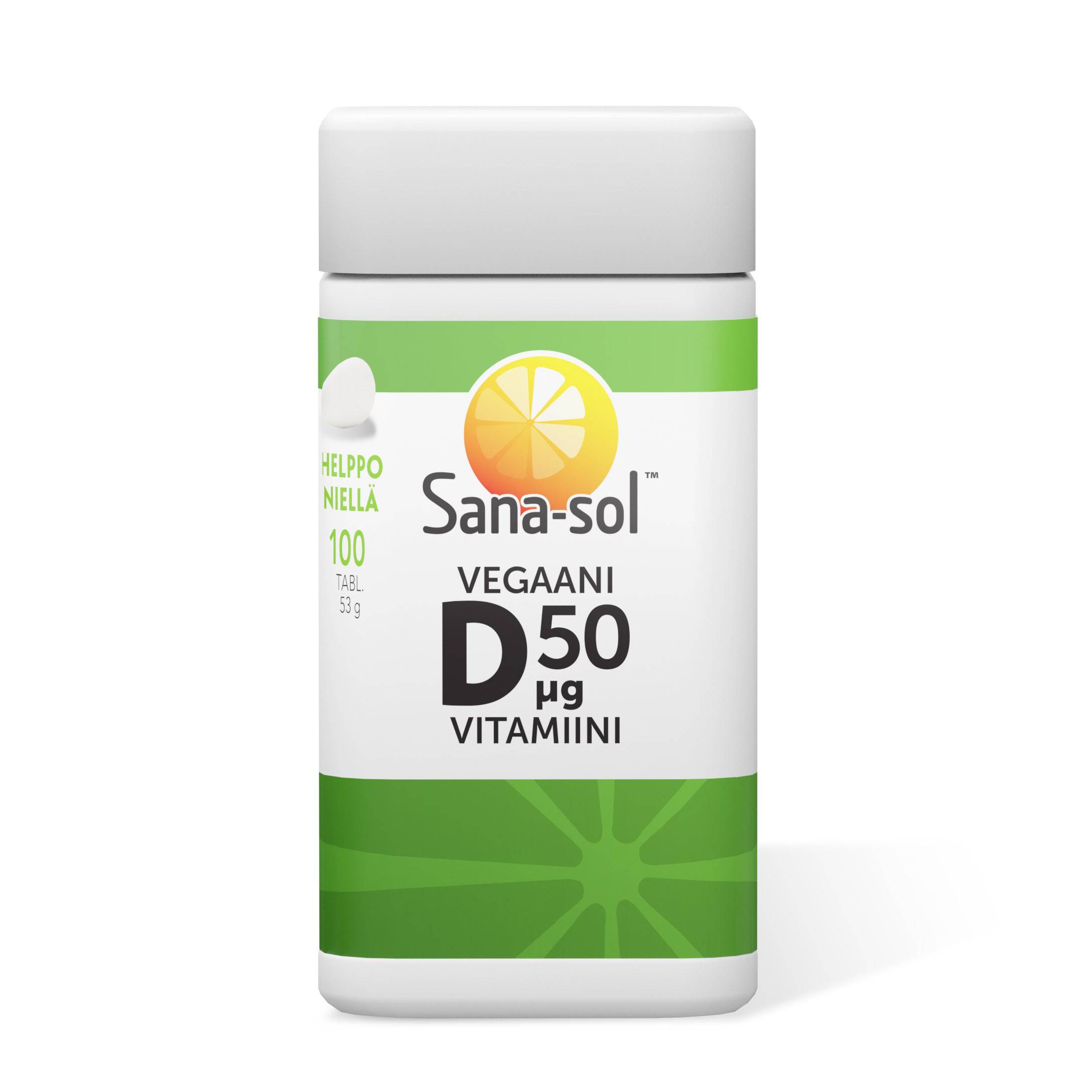 Sana sol Vegaani D Vitamiini 50 g 100 Tabl sana-sol-vegaani-d-vitamiini-50-g-100-tabl