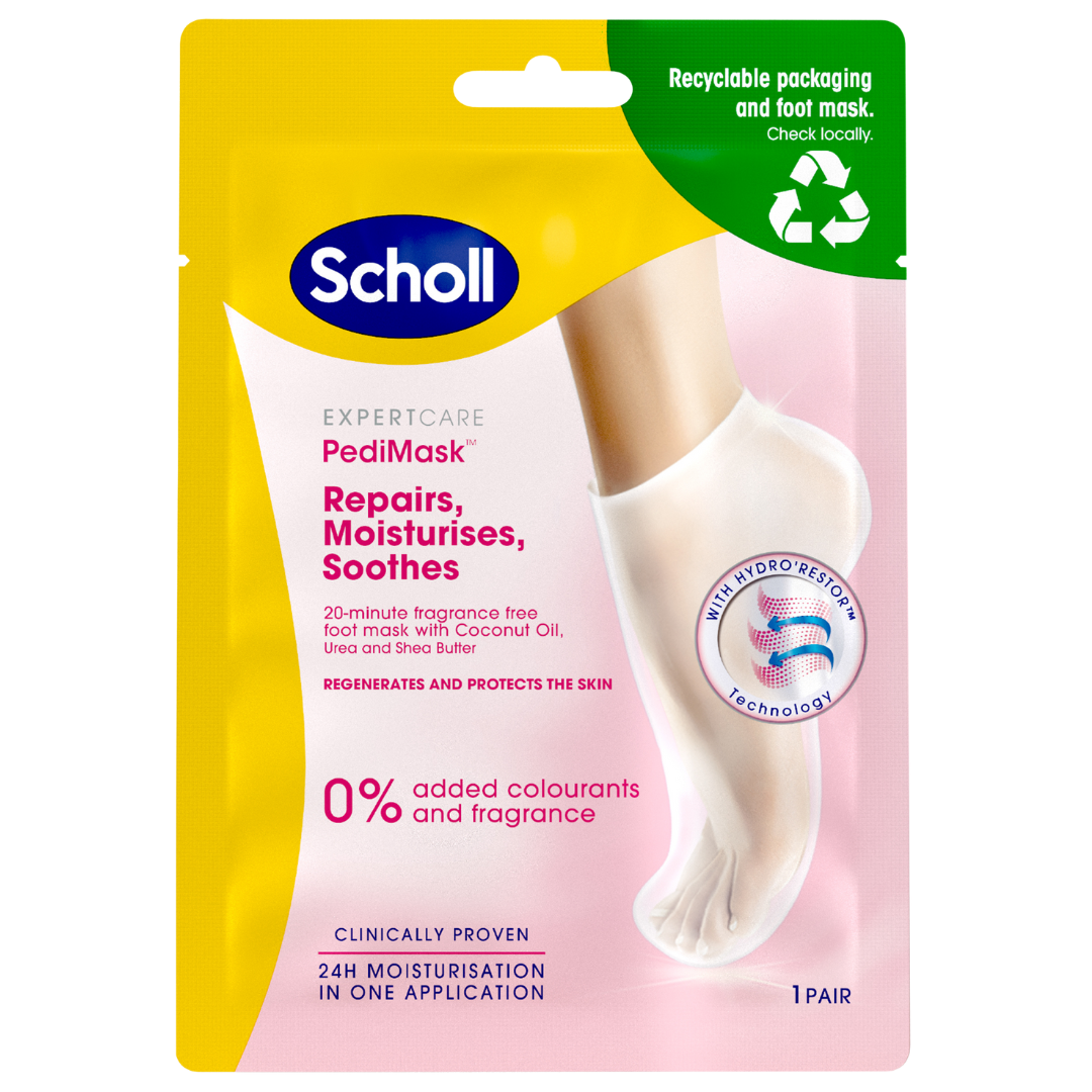 Scholl PediMask hajusteeton, jalkanaamio, kosteuttava, jalkojenhoito, jalat, kauneus, sinunapteekki.fi