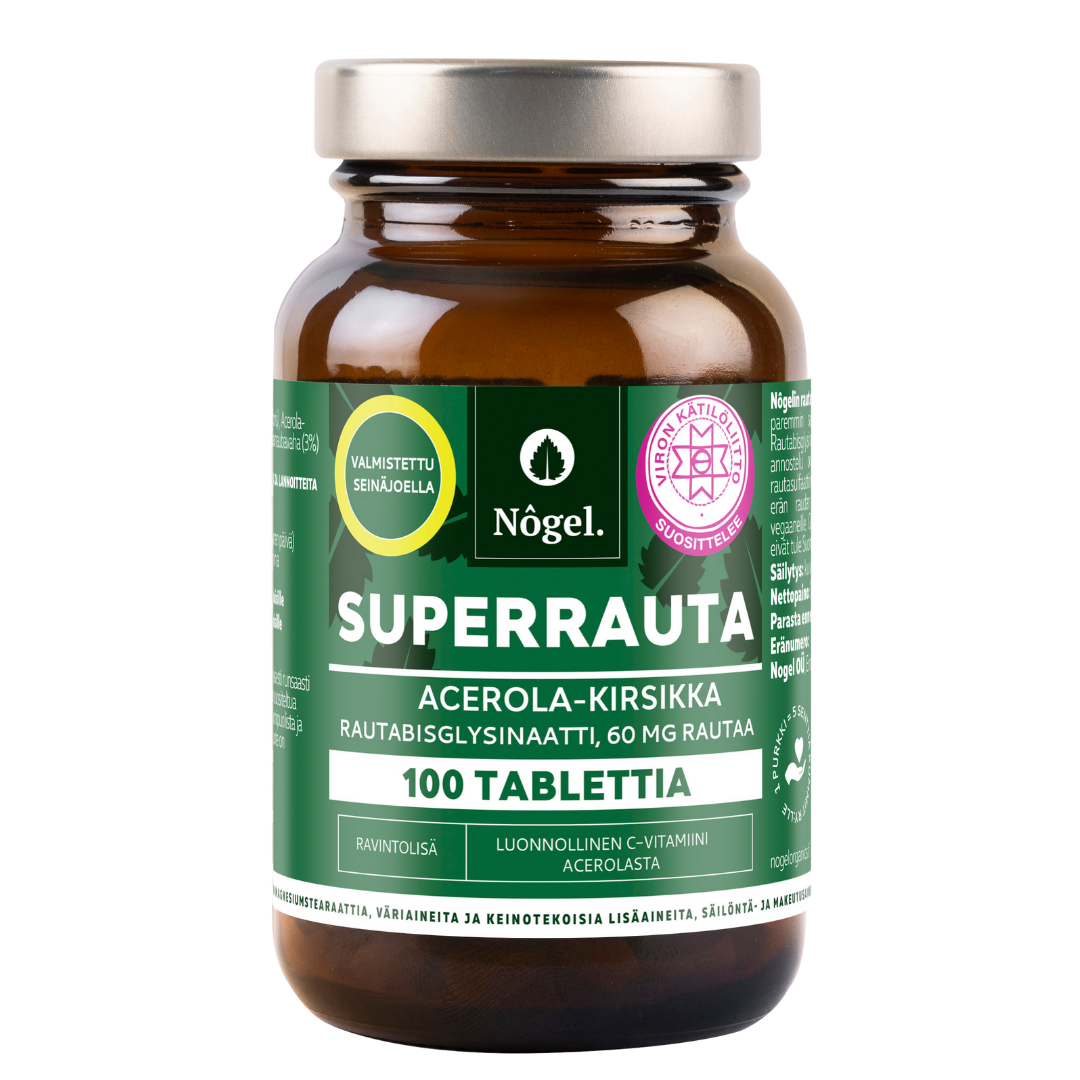 Nogel Superrauta Acerola-Kirsikka 60 mg 100 tabl.