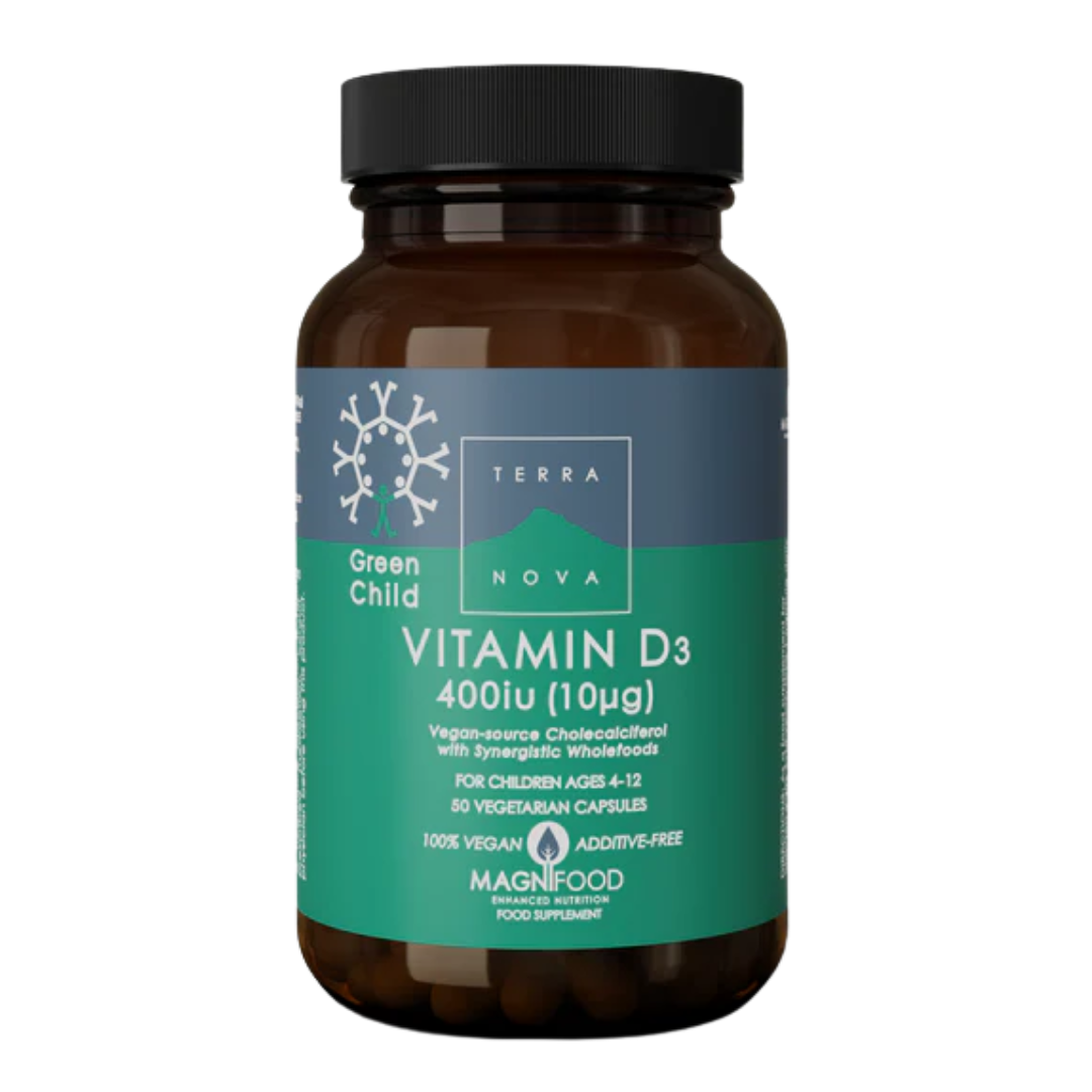 Terranova Green Child Vitamin D3 10 µg - D3-vitamiini lapsille 50 kaps.