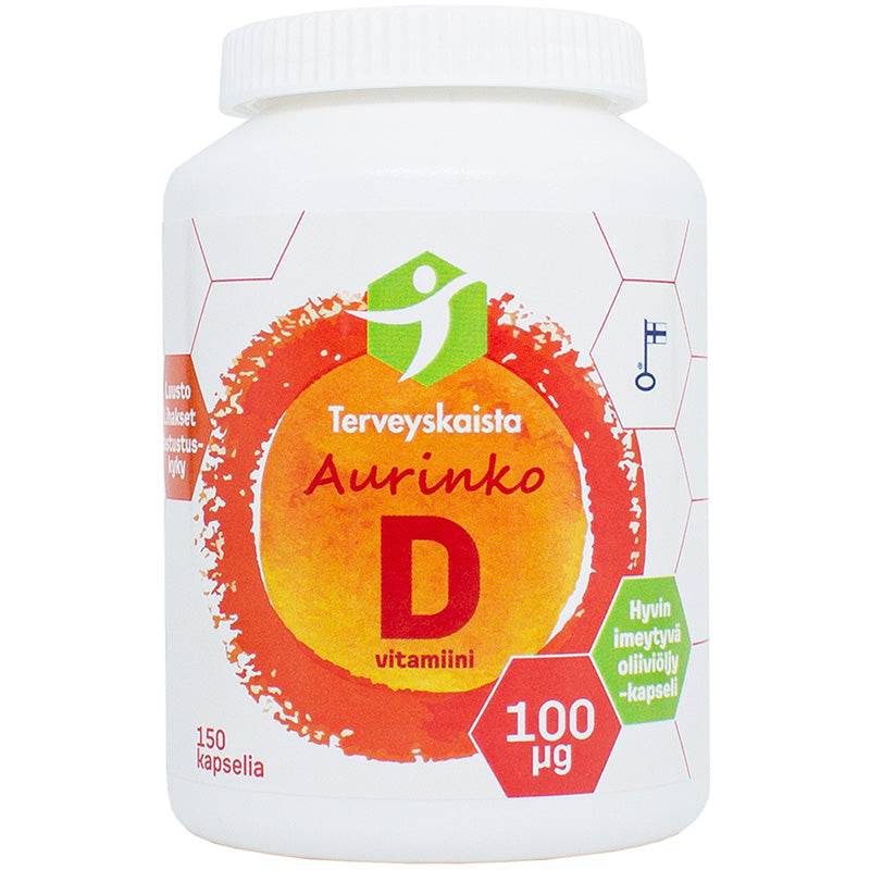 Terveyskaista Aurinko D 100 µg 150 kaps. - Sinunapteekki.fi