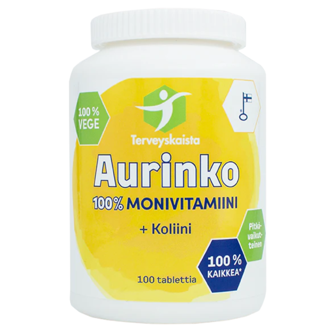 Terveyskaista Aurinko 100% Monivitamiini + Koliini 100 tabl.