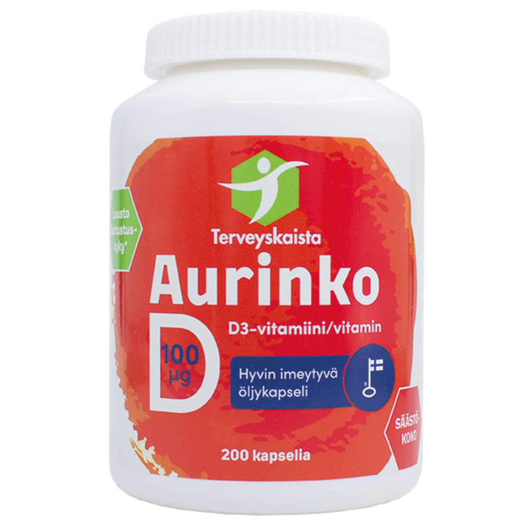 Terveyskaista Aurinko D 100 µg 200 kaps.