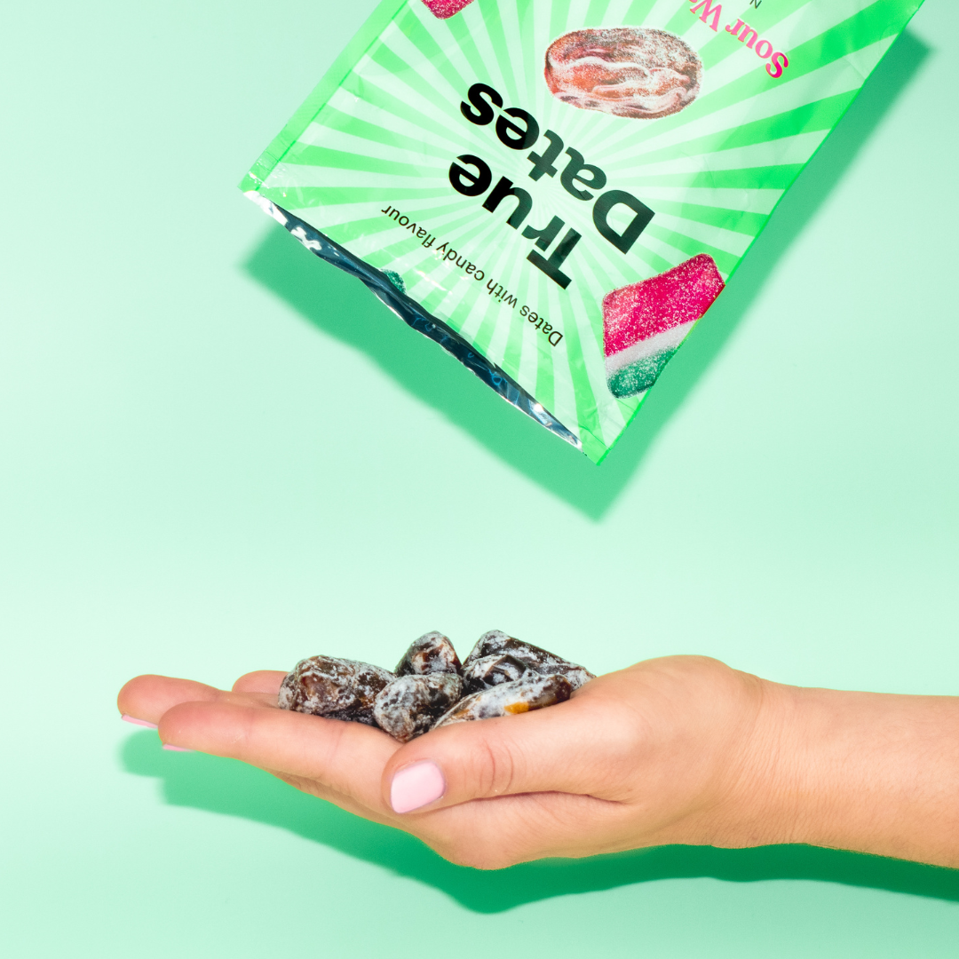 True Dates Sour Watermelon, taatelimakeinen, karkkitaateli, kirpeä vesimeloni, herkku
