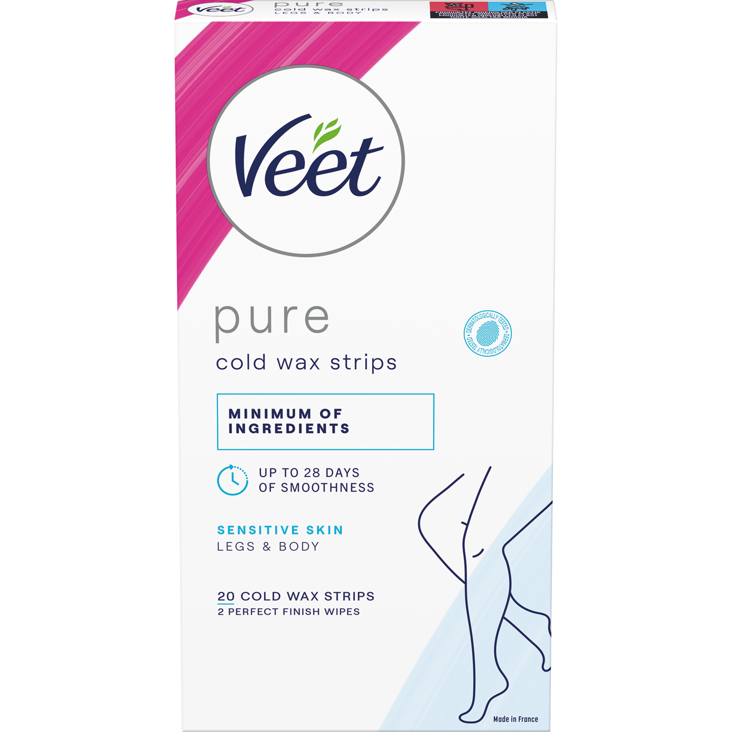 Veet Pure Cold Wax Strips Legs & Body - Kylmävahaliuskat 20 kpl