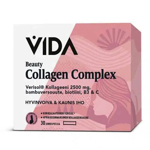 Vida Beauty Collagen Complex - Aprikoosinmakuinen kollageenijuomajauhe 30 annospussia - Sinunapteekki.fi