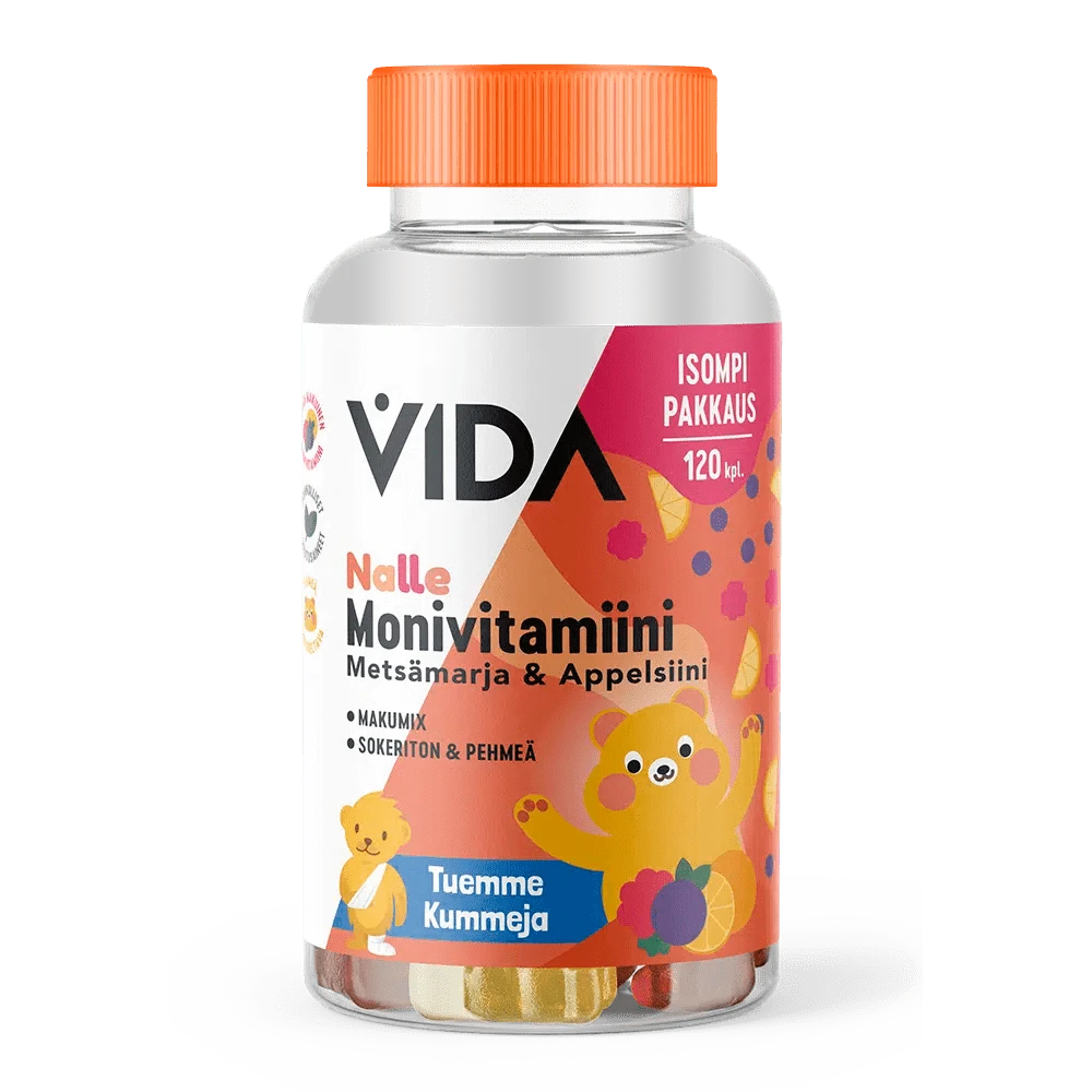 Vida Nalle Monivitamiini Metsämarja & Appelsiini 120 kpl - Päiväys 01/2025 - Sinunapteekki.fi