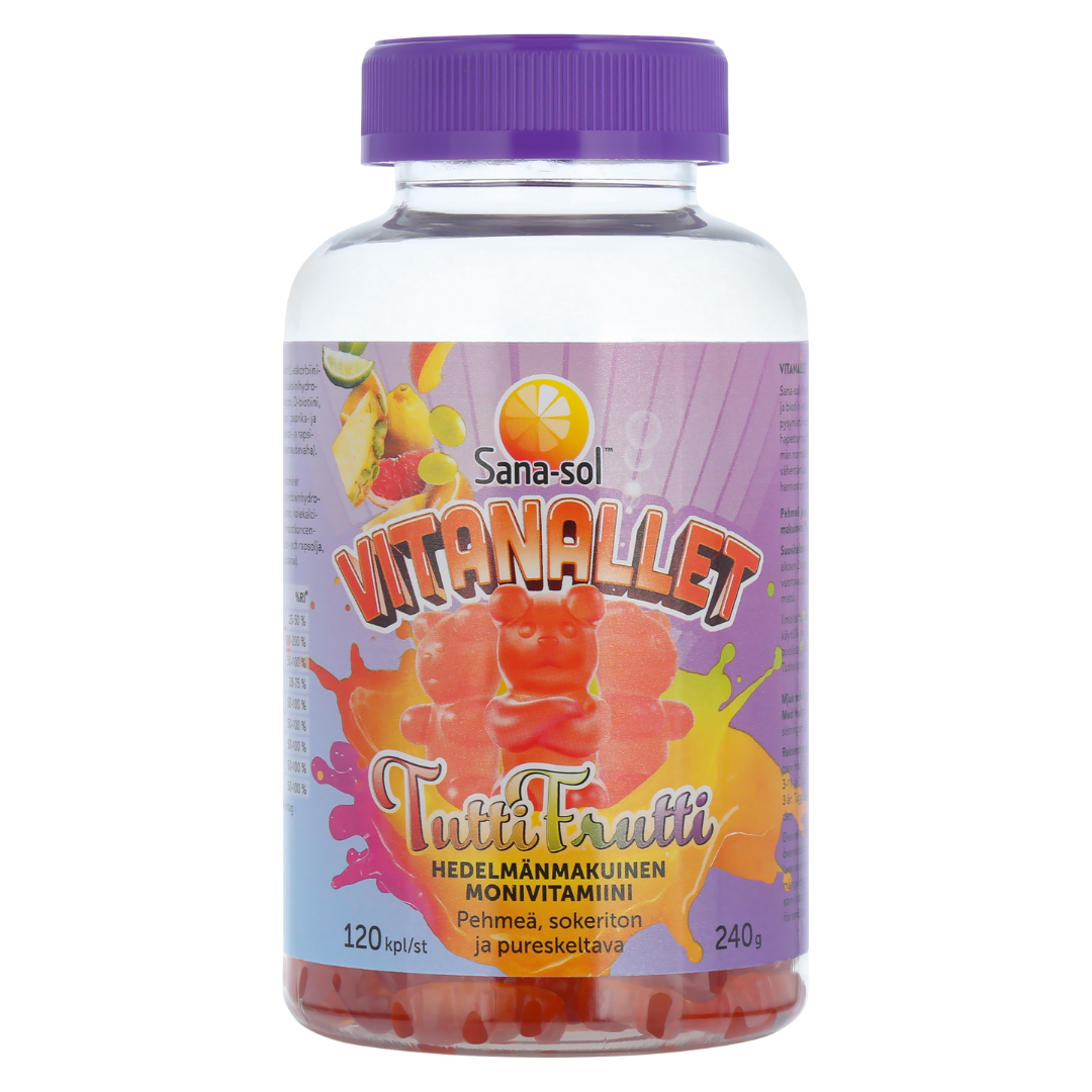 Sana-Sol Vitanallet Tuttifrutti Monivitamiini 120 kpl.