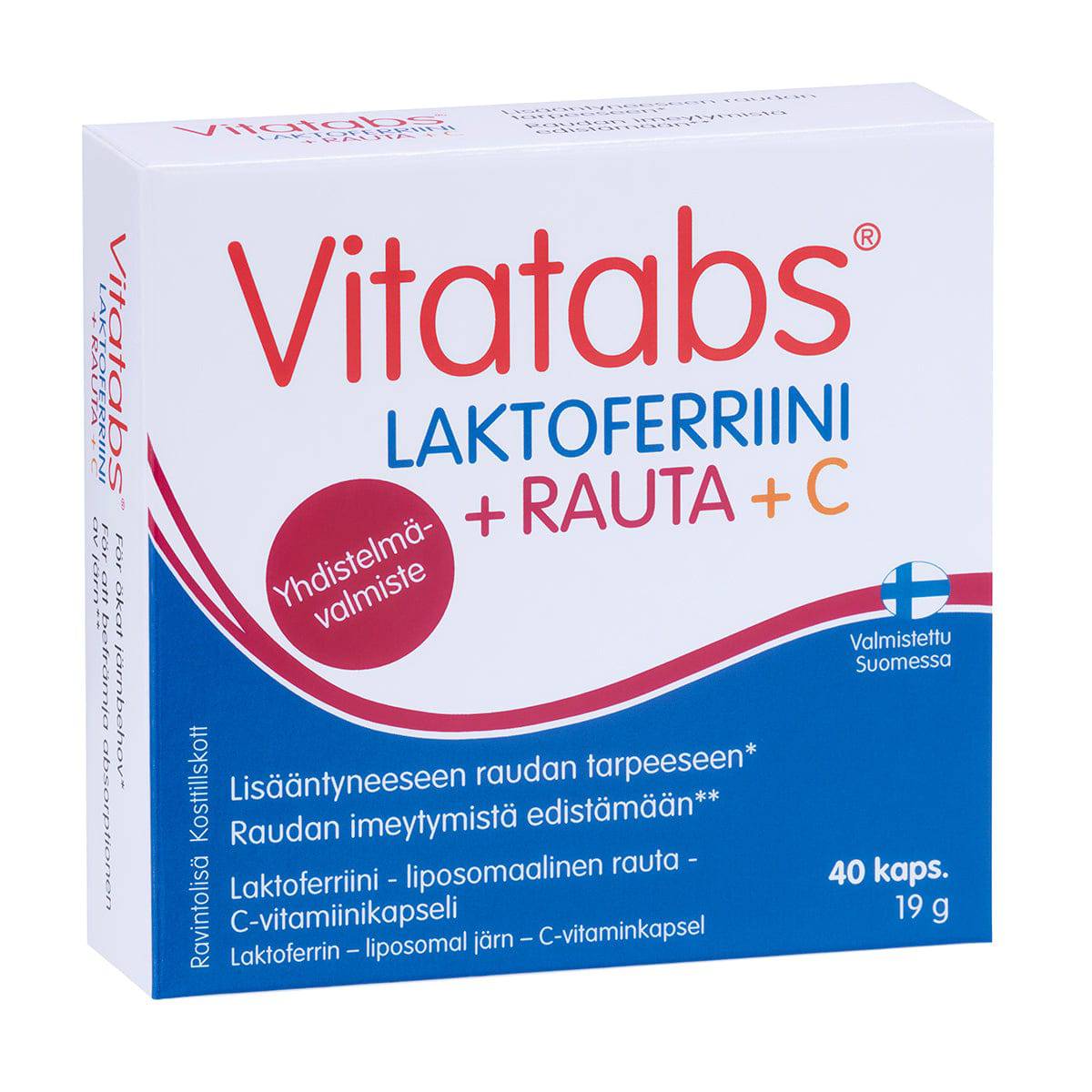 Vitatabs Laktoferriini + Rauta + C 40 kaps. - Päiväys 04/2026