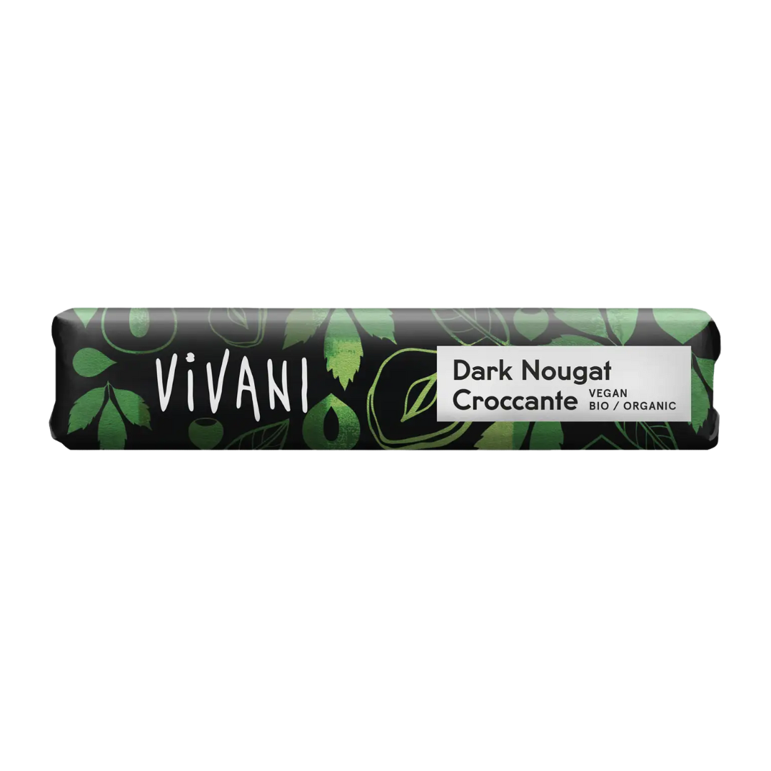 Vivani Dark Nougat Croccante - Luomu Nougat Tummasuklaapatukka 35 g